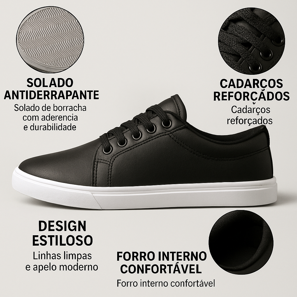 Tênis Masculino Casual Dia a Dia Trabalho Estiloso Urbano Básico Couro Sintético — imagen 4
