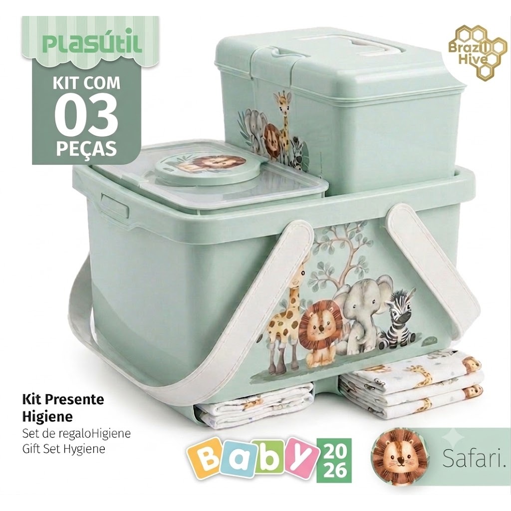 KIT BEBÊ CESTO INFANTIL BANHEIRA BACIA BALDE LIXEIRA KIT TROCADOR KIT HIGIENE PLASÚTIL LUXO — imagen 8