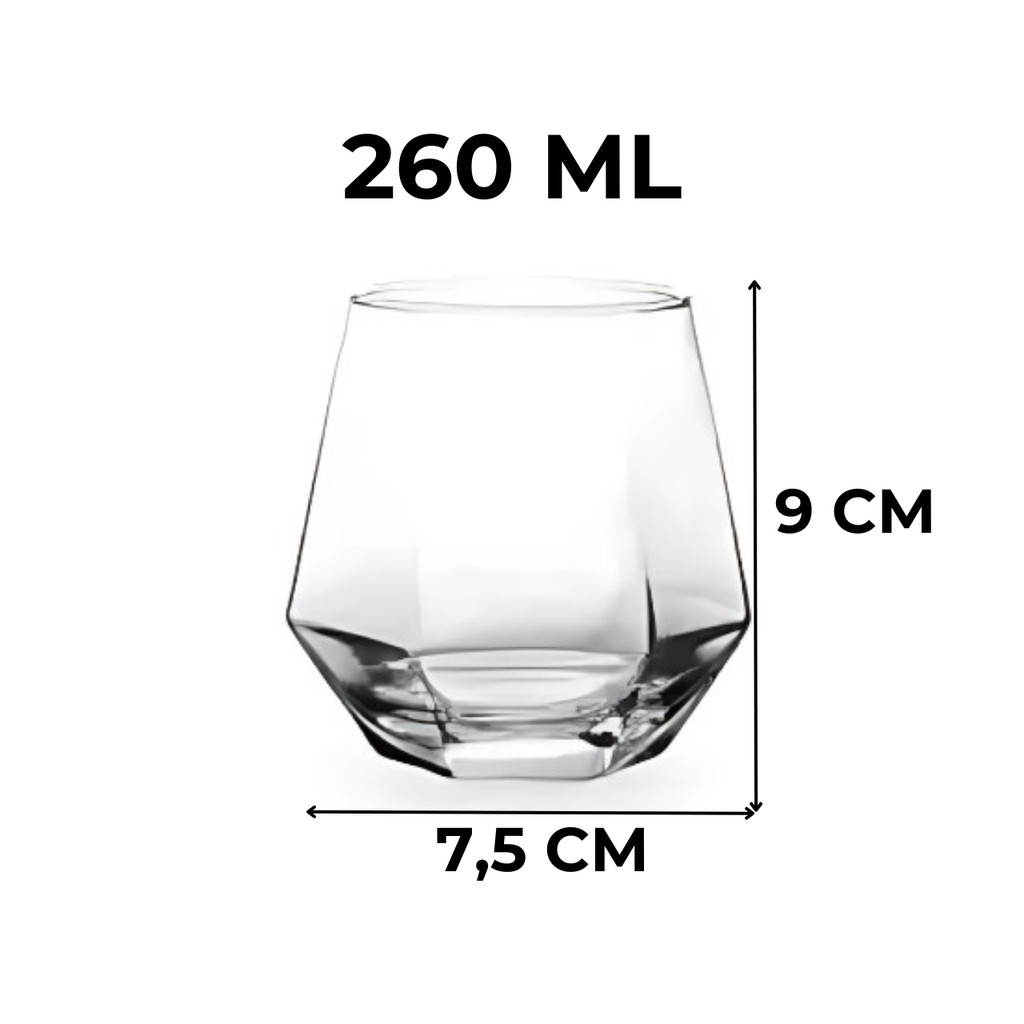 Jarra de Vidro com Tampa + 4 Copos Luxo Cozinha 1L e 260ML Agua Suco Mesa Posta Diamond Kit Conjunto — imagen 8