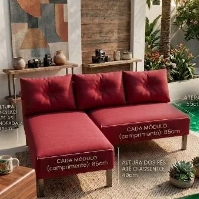 Sofá cama de 2 lugar moderno com 3Almofadas 2 módulos de Velundo com Encaixe móveis de decoração casa escritório — imagen 6