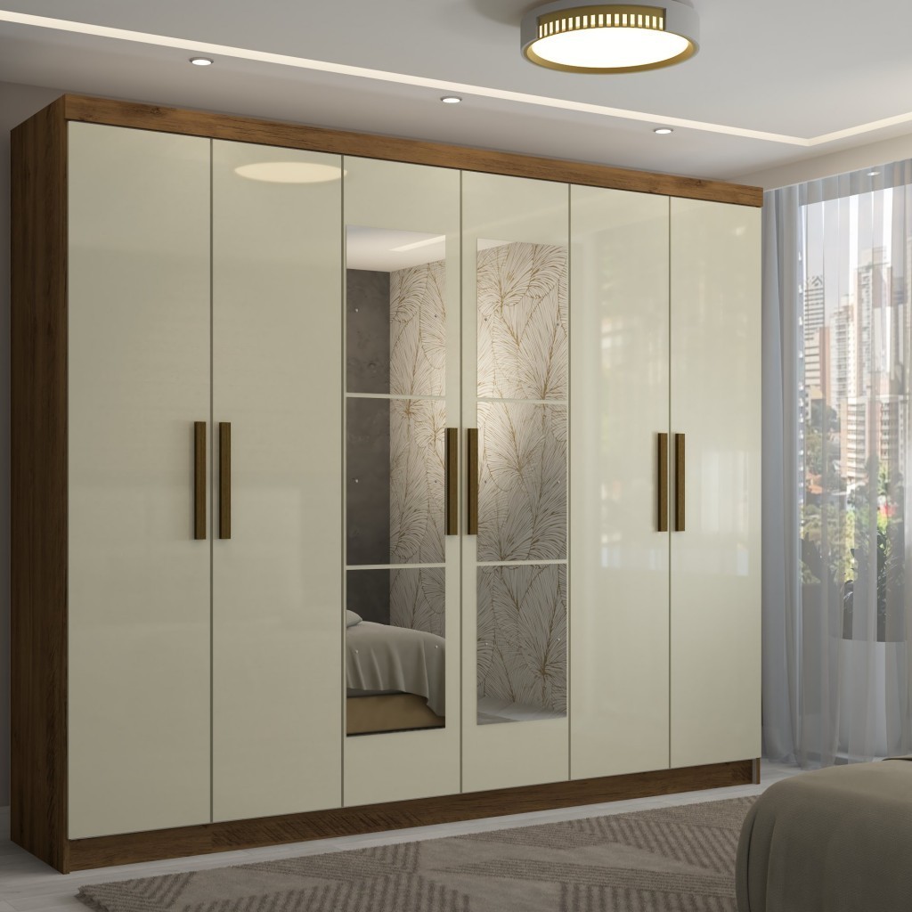 Guarda-Roupa Casal Odisseia 6 Portas 2 Gavetas com Espelho — imagen 5