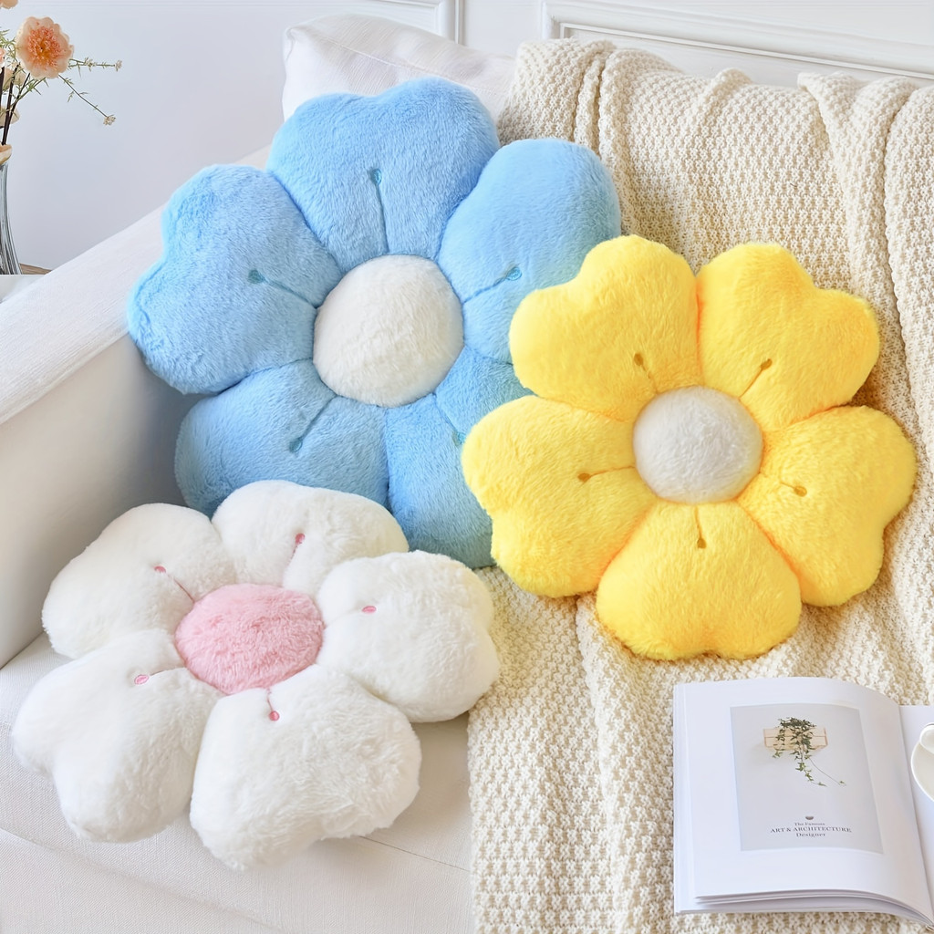 Almofada Macia De Pelúcia Com Flor De Margarida-Decorativa Aconchegante Para Cama E Sofá , Branco/Rosa , 13.7 Polegadas — imagen 3