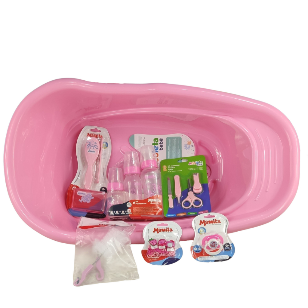 Kit Completo Banho Bebê - Banheira 22L Toalha Mamadeira Kit Fralda 5UN Roupão Balde Bacia Ítens Para o Enxoval e Higiene — imagen 4