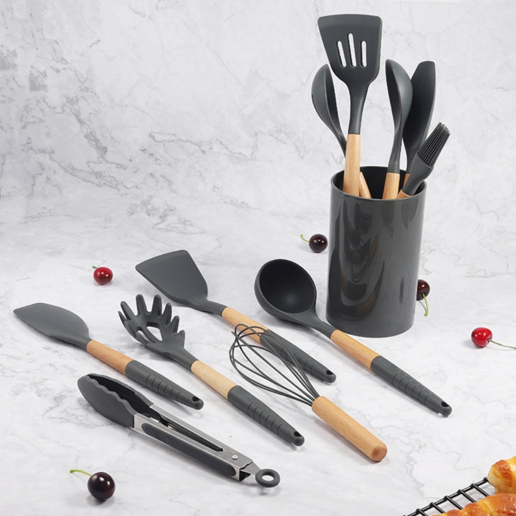 Utensílios Silicone Cozinha 12 Peças Antiaderente Fácil Limpeza Alta Resistência — imagen 2