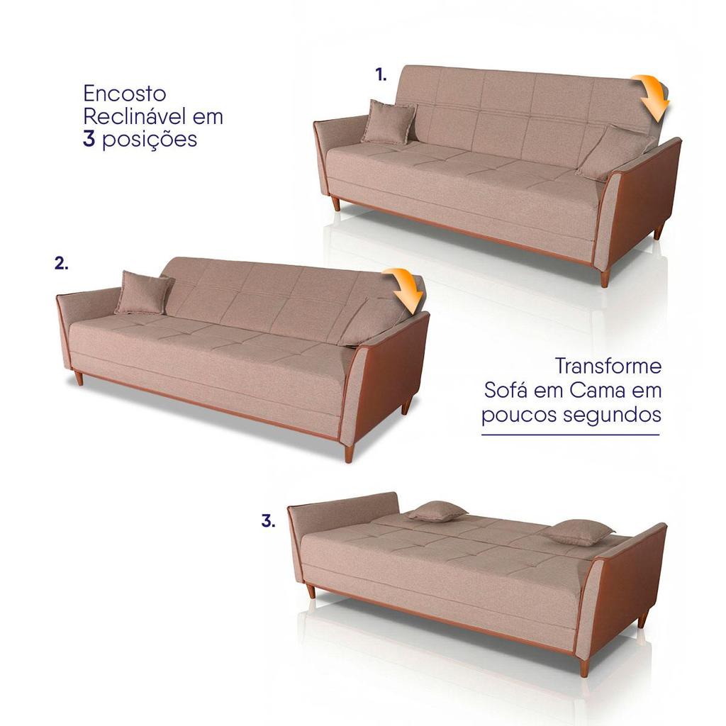 Sofá Cama Sérvia 2,00m Bege Bouclê - King House — imagen 4