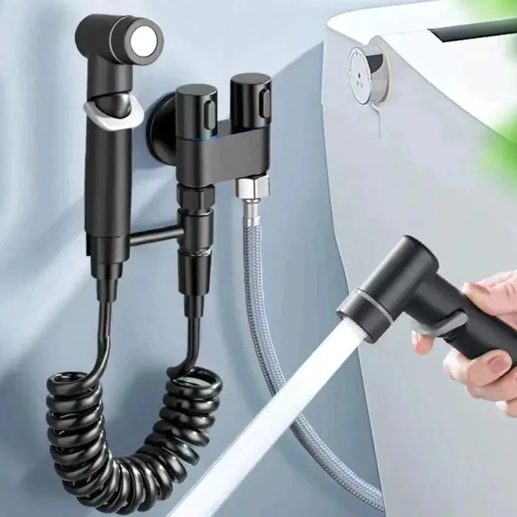 Chuveirinho Kit Banheiro premium Ducha Higiênica Com Registro Torneira Dupla em Metal Abs Para Banheiro Lavado Aço