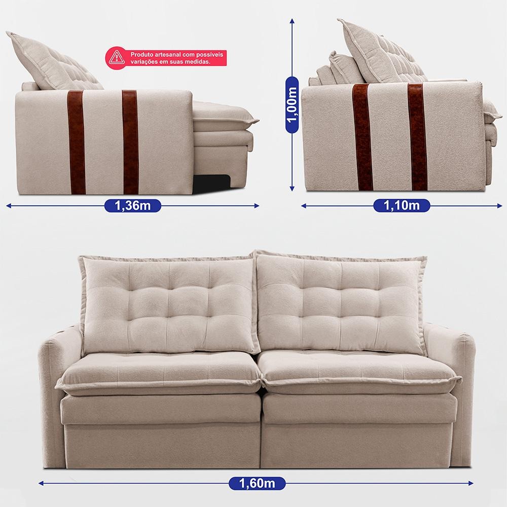 Sofá Baú Sem Caixa Retrátil 1,60m SoftGel Petit Boucle Bege Claro Cama inBox — imagen 4