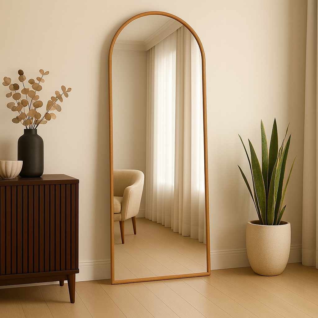 Espelho Corpo Inteiro 40cm x 110cm Grande De Chão Portal Moldura Couro Decoração Sala Loja Closet — imagen 5