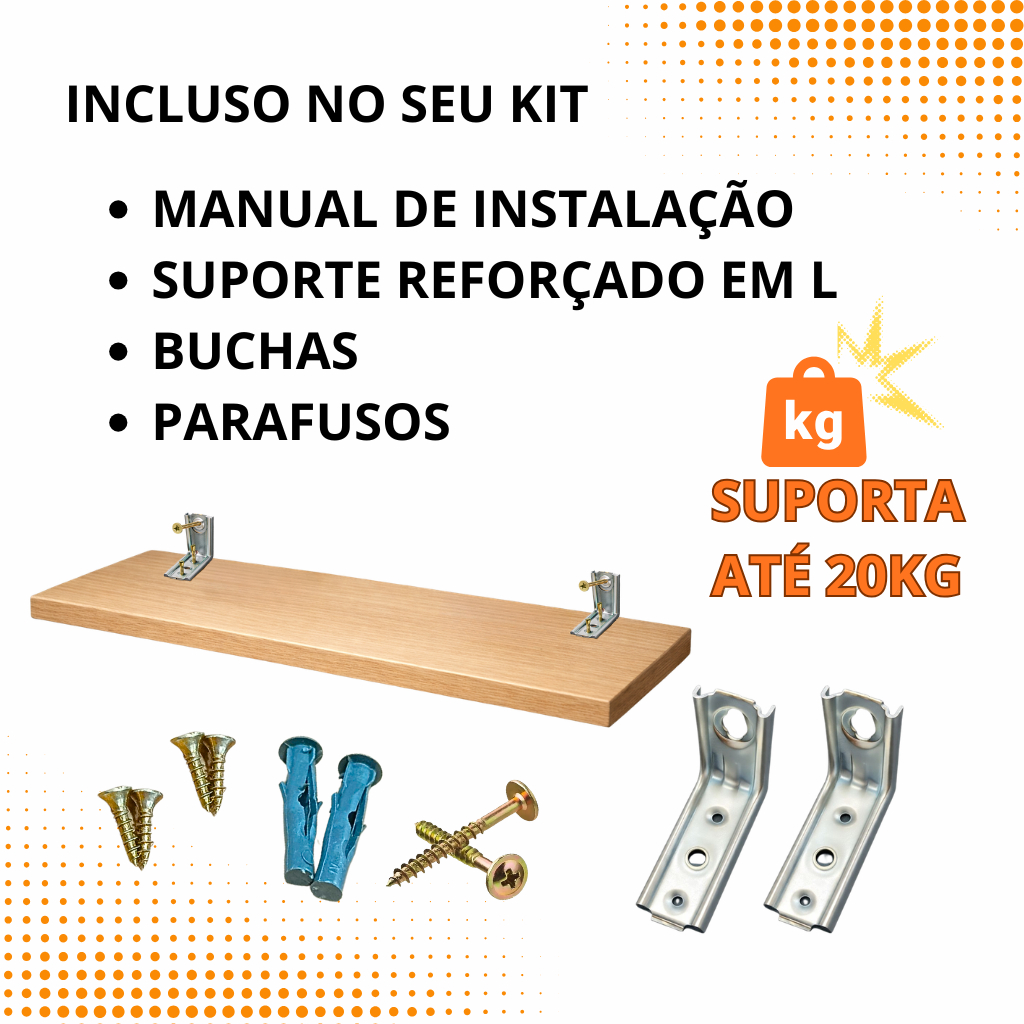 Kit Prateleiras MDF Branco Luxo Nicho Multiuso Sala Cozinha Quarto Banheiro Com Kit De Instalação — imagen 8