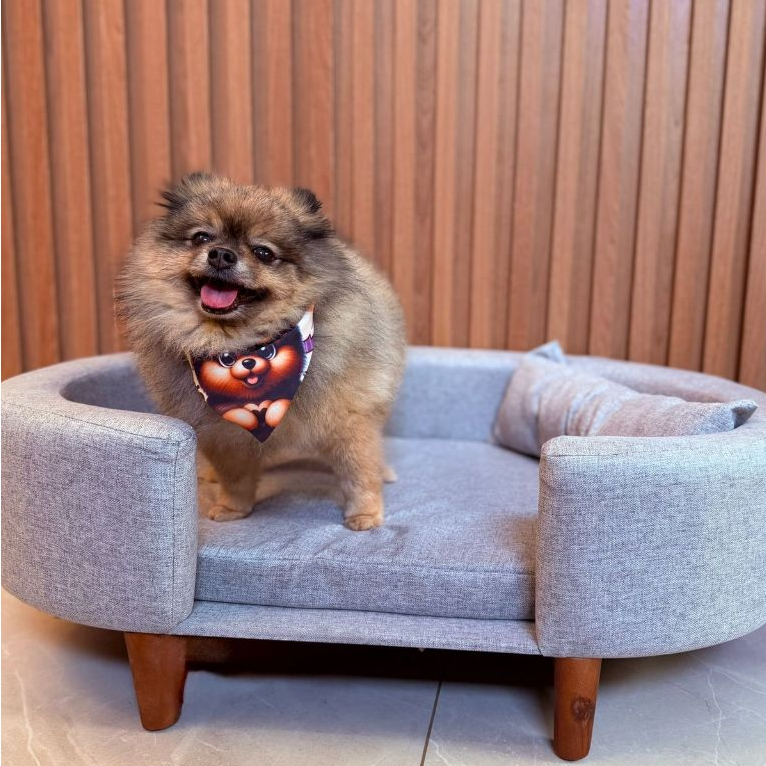 POLTRONA SOFÁ CAMA PET LUXO Linho e Veludo Com Almofada, ESPAÇOSA 90CM - Ideal para cães e gatos. — imagen 6