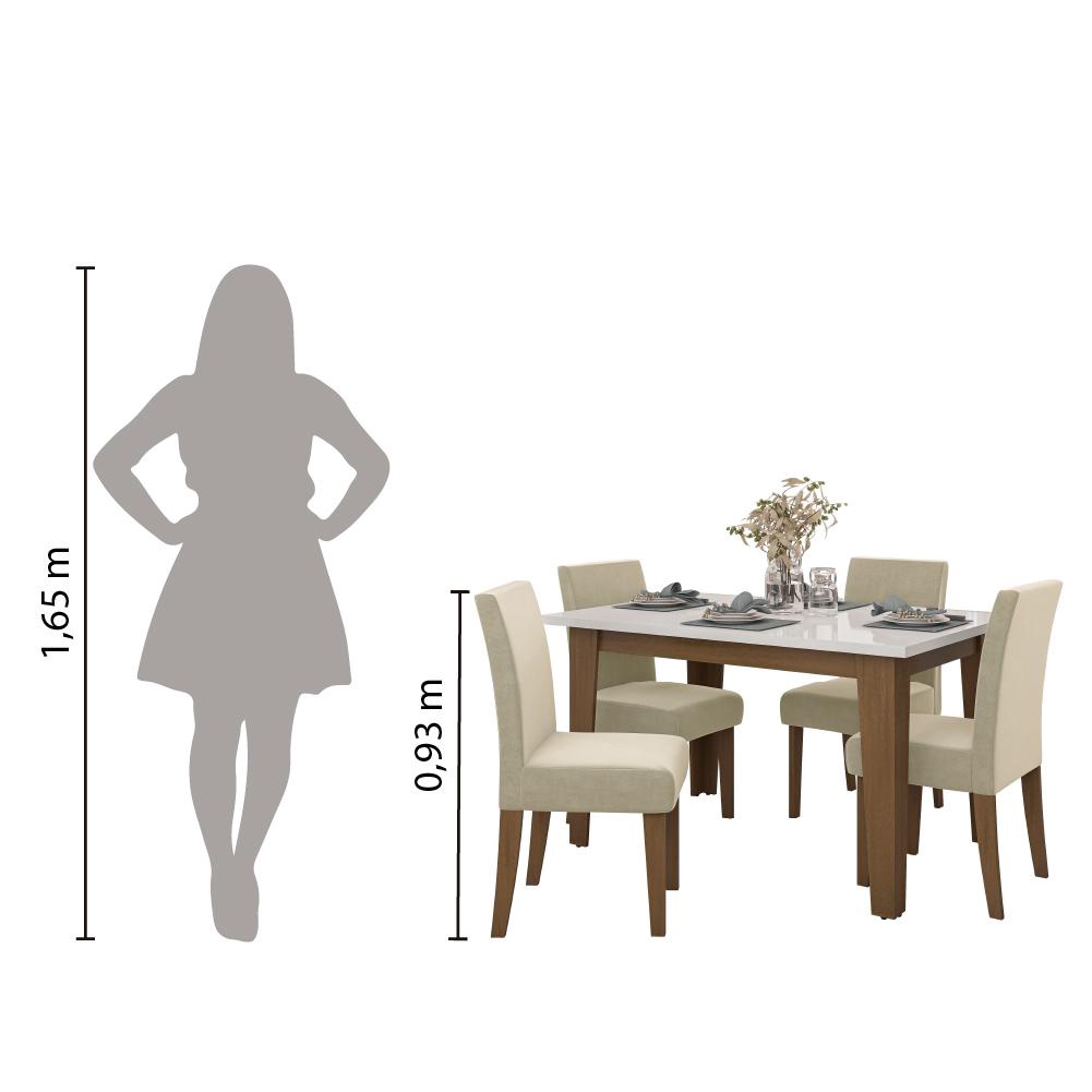 Conjunto de Mesa Sala de Jantar Miami com 4 Cadeiras Trieste Suede 1,20m Cedro / Off White / Areia D — imagen 6
