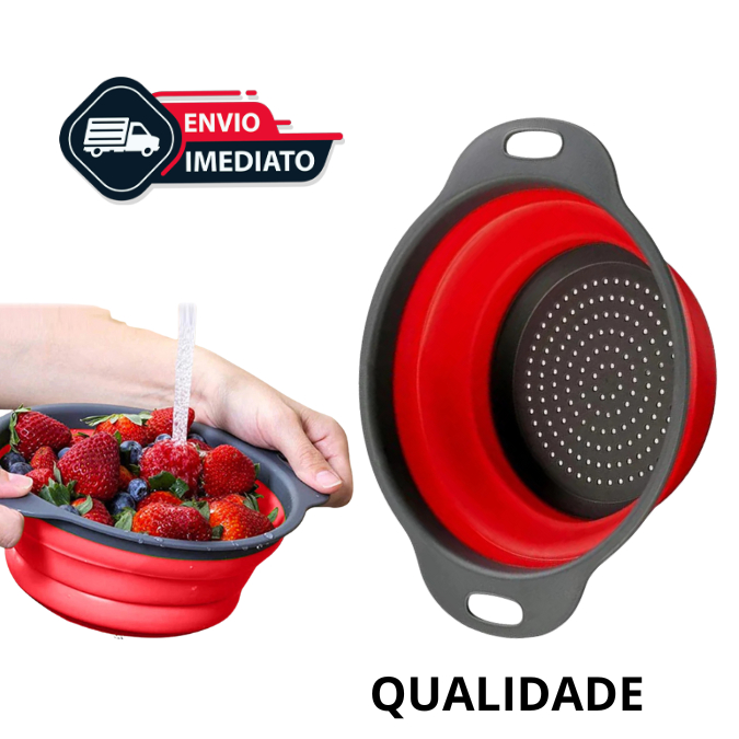 Escorredor Redondo Retrátil Dobrável Silicone Multiuso Verduras Frutas Arroz Macarrão Casa — imagen 6