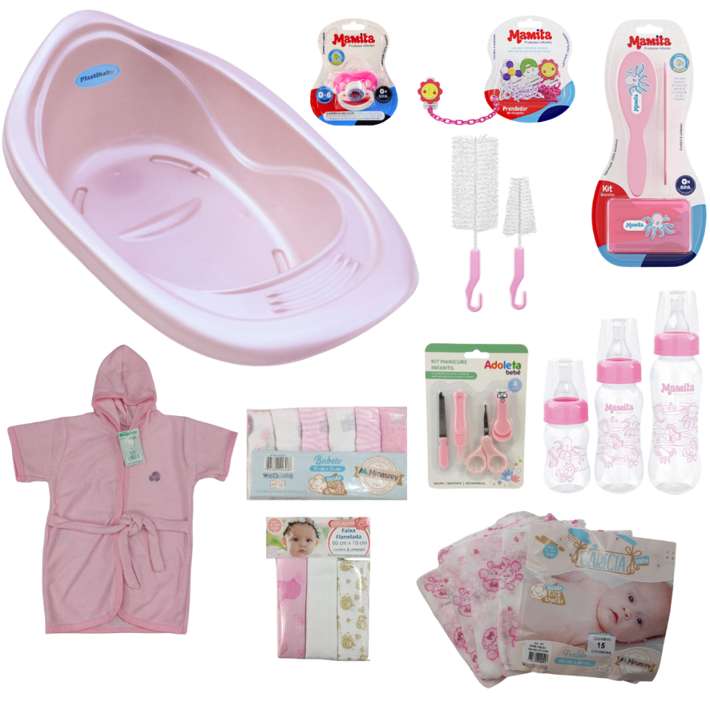 Kit Completo Banho Bebê - Banheira 22L Toalha Mamadeira Kit Fralda 5UN Roupão Balde Bacia Ítens Para o Enxoval e Higiene — imagen 5