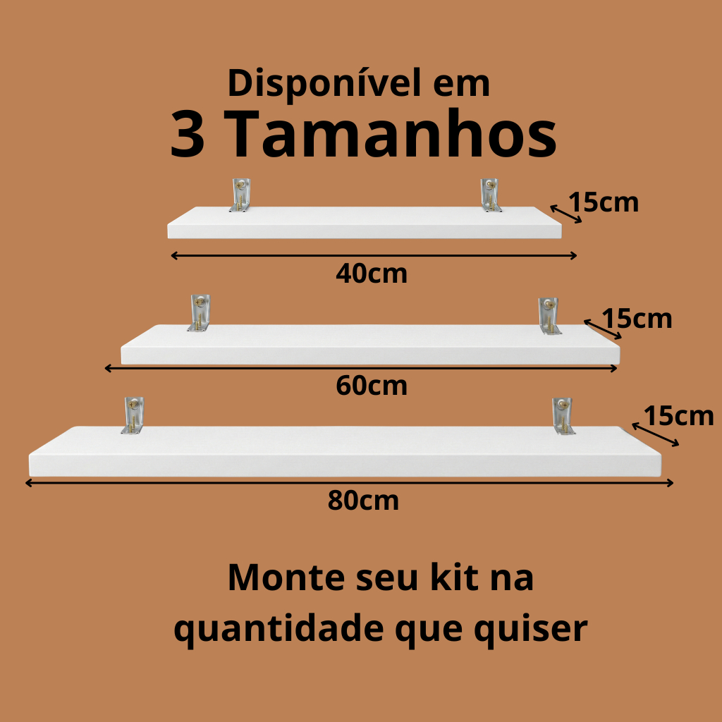 Kit Prateleiras MDF Branco Luxo Nicho Multiuso Sala Cozinha Quarto Banheiro Com Kit De Instalação — imagen 7