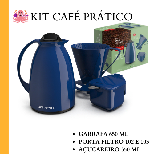 Kit Garrafa Temica Cafe 650ml Açucareiro Suporte Para filtro 102 e103 Unitermi Kit Cafe Pratico — imagen 3