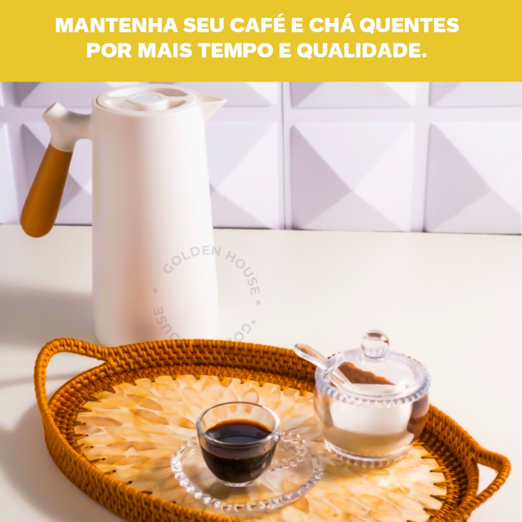 Garrafa Térmica Nórdica 1 Litro Café Chá Cabo de Madeira — imagen 4