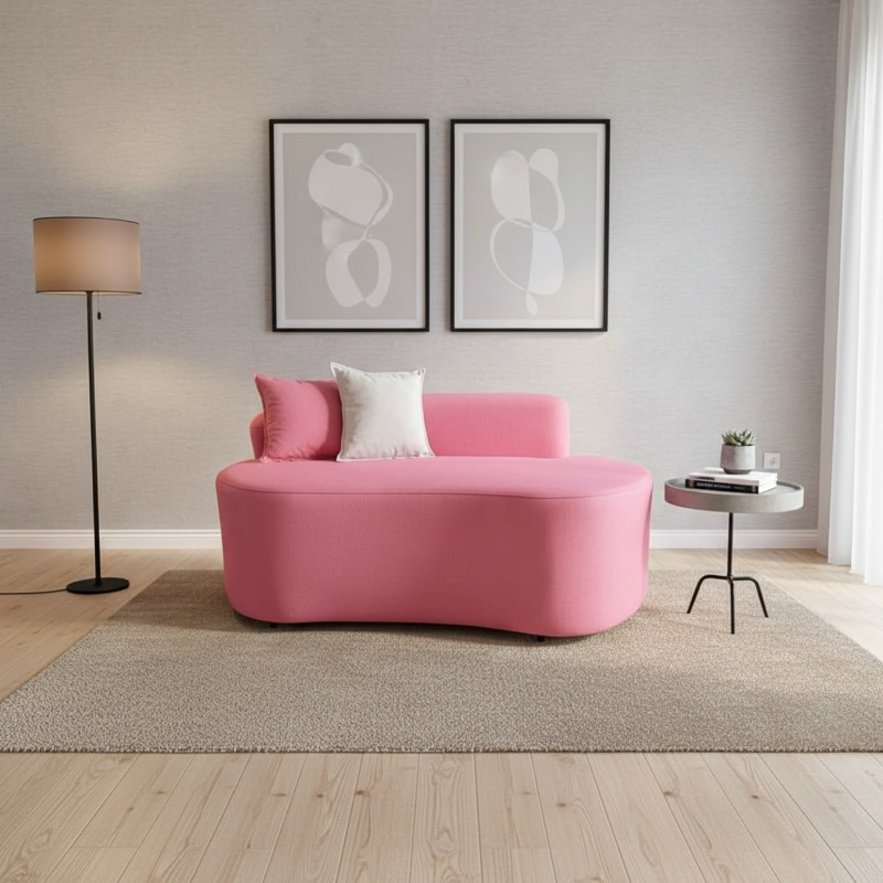 Sofá Decorativo Orgânico Curvo Sala de Estar Feijão 100cm Veludo - KA Móveis — imagen 2