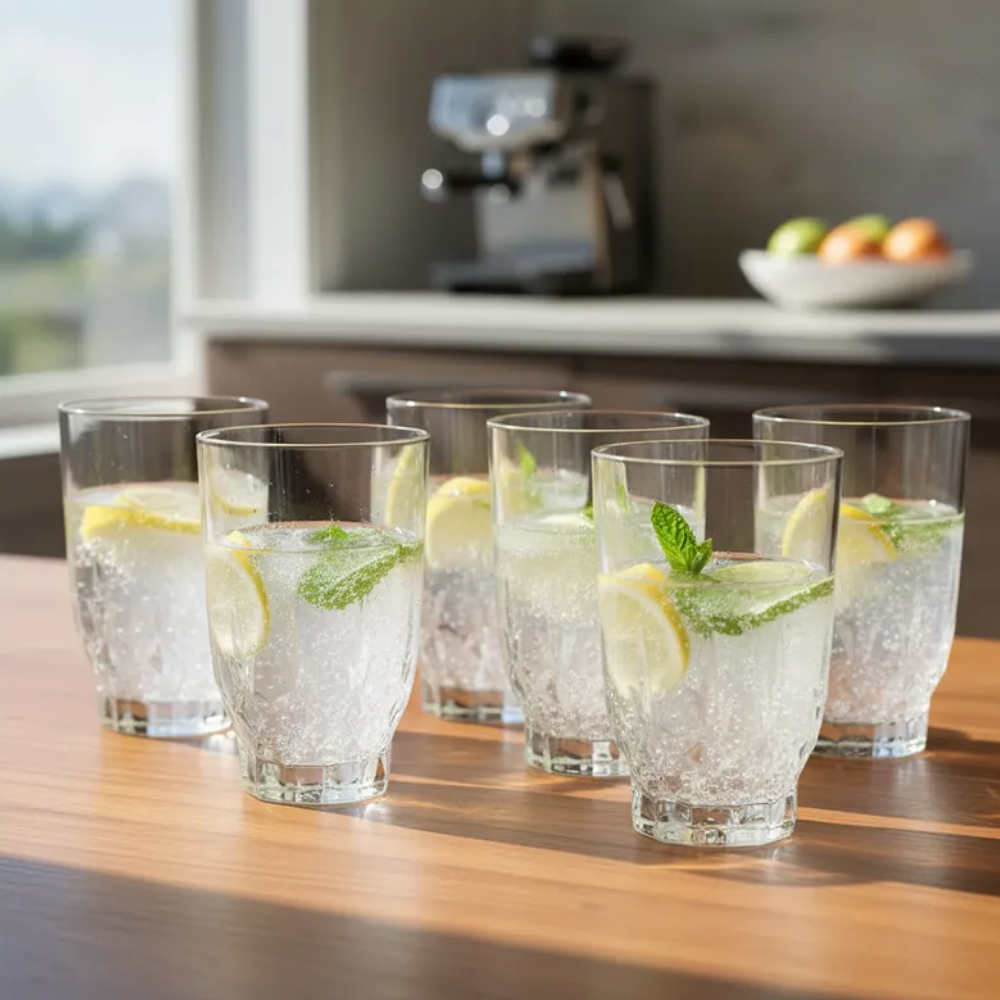 Jogo de Copos de Vidro Trabalhado 230ml Luxo | Kit para Drinks Água Suco | Design Elegante Mesa Posta — imagen 2