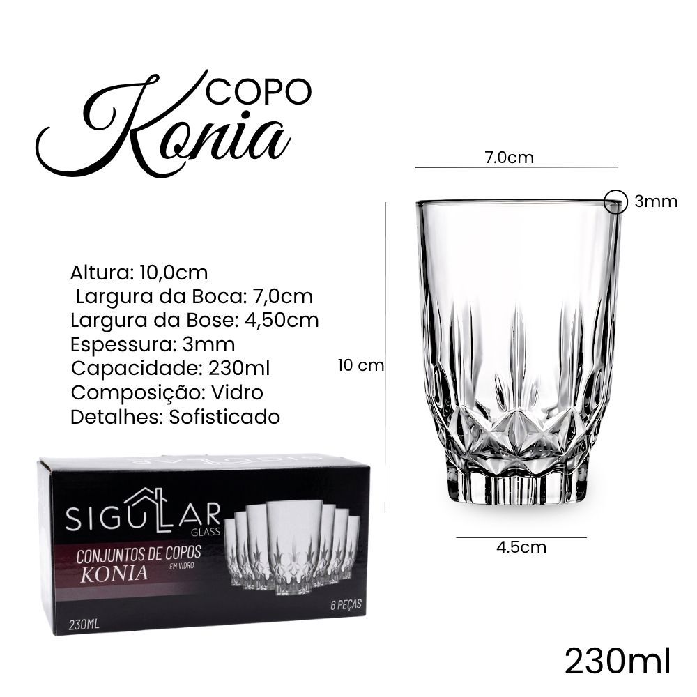 Jogo de Copos de Vidro Trabalhado 230ml Luxo | Kit para Drinks Água Suco | Design Elegante Mesa Posta — imagen 3