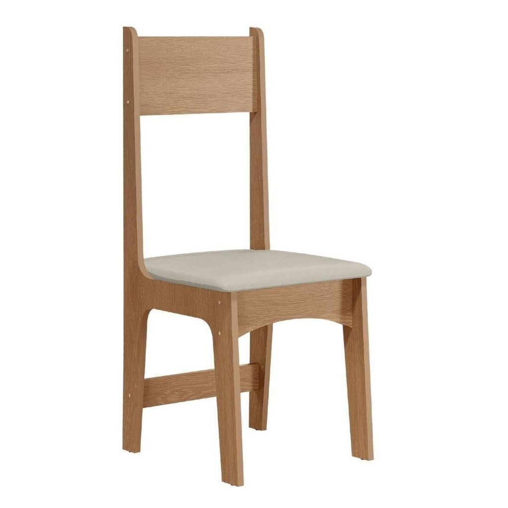 Conjunto de Jantar 4 Lugares com Mesa Retangular Tampo Mdf 1,10m e 4 Cadeiras Delta Nicoli Mel/Bege — imagen 3