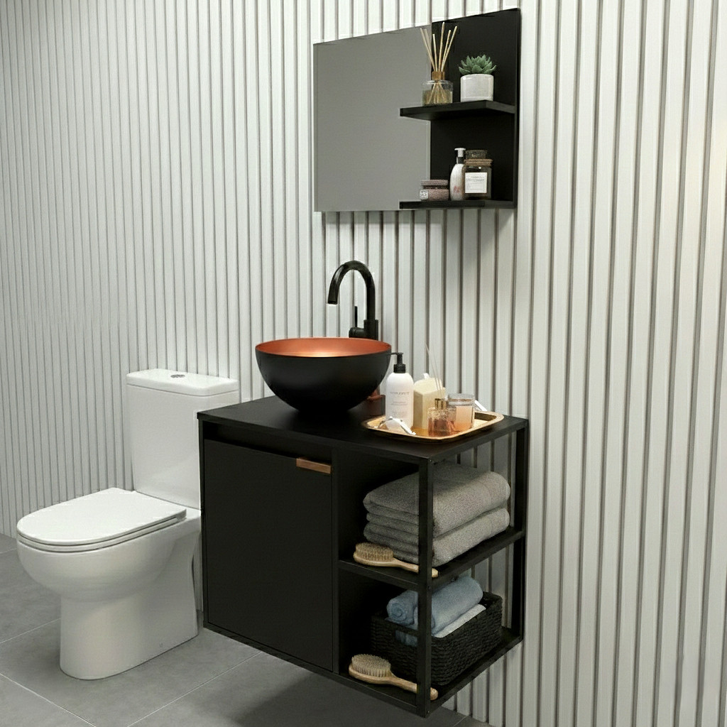 QUEIMA DE ESTOQUE - Kit Completo com Gabinete Retrô Industrial para Banheiro + Cuba e Espelho — imagen 5