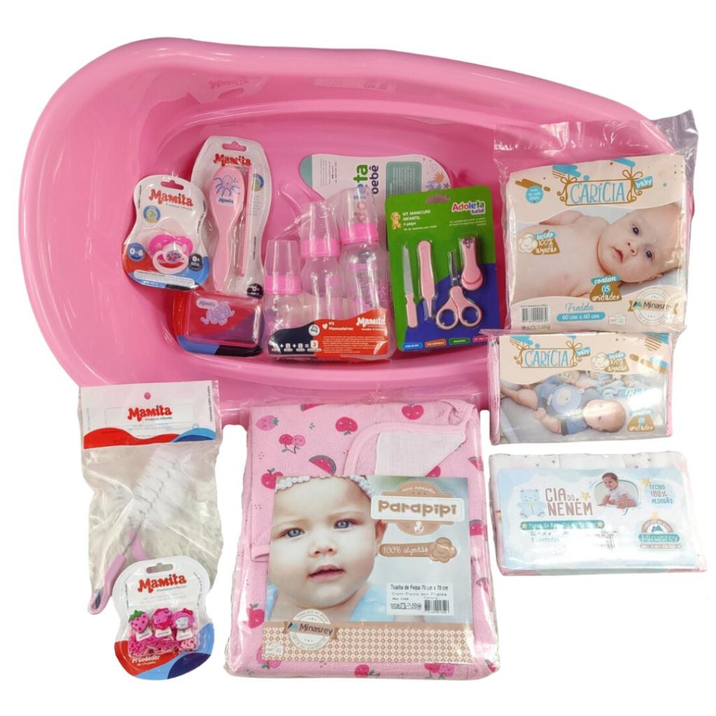 Kit Completo Banho Bebê - Banheira 22L Toalha Mamadeira Kit Fralda 5UN Roupão Balde Bacia Ítens Para o Enxoval e Higiene — imagen 2