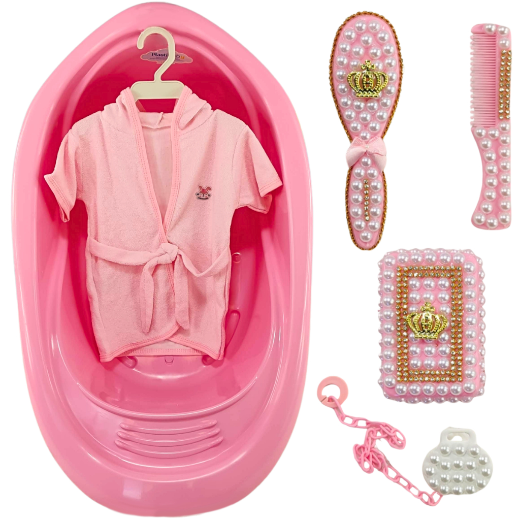 Kit Completo Banho Bebê - Banheira 22L Toalha Mamadeira Kit Fralda 5UN Roupão Balde Bacia Ítens Para o Enxoval e Higiene — imagen 3