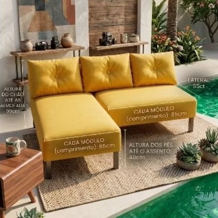 Sofá cama de 2 lugar moderno com 3Almofadas 2 módulos de Velundo com Encaixe móveis de decoração casa escritório — imagen 2
