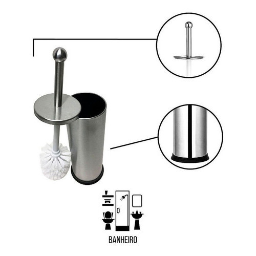 Kit lixeira banheiro com Pressão 3L e 5L e Escova inox sortida Cozinha ou Banheiro aço inoxidável — imagen 4