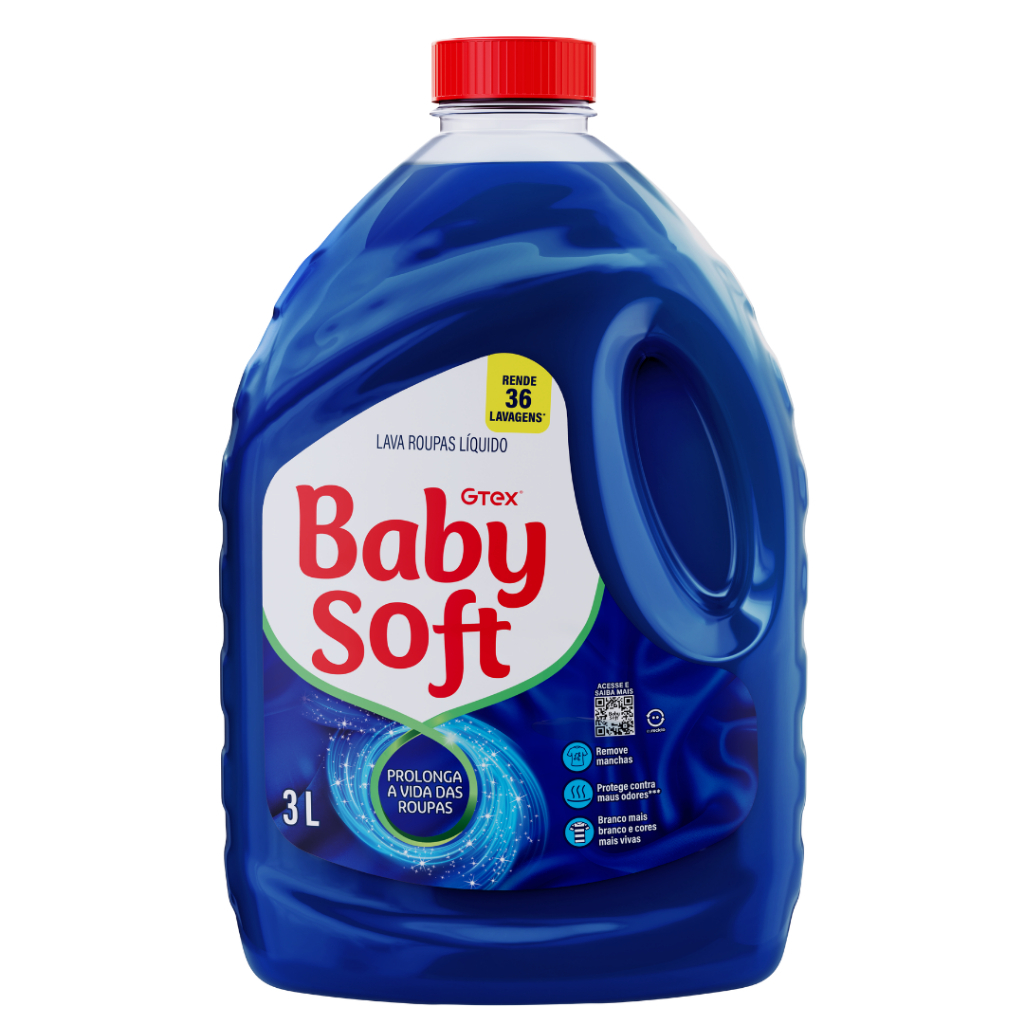 Kit 3 Lava Roupas Liquido Baby Soft Max Performance Azul - 3L — imagen 4