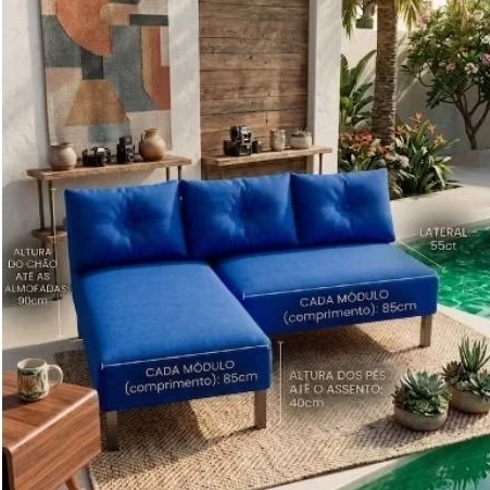 Sofá cama de 2 lugar moderno com 3Almofadas 2 módulos de Velundo com Encaixe móveis de decoração casa escritório — imagen 5