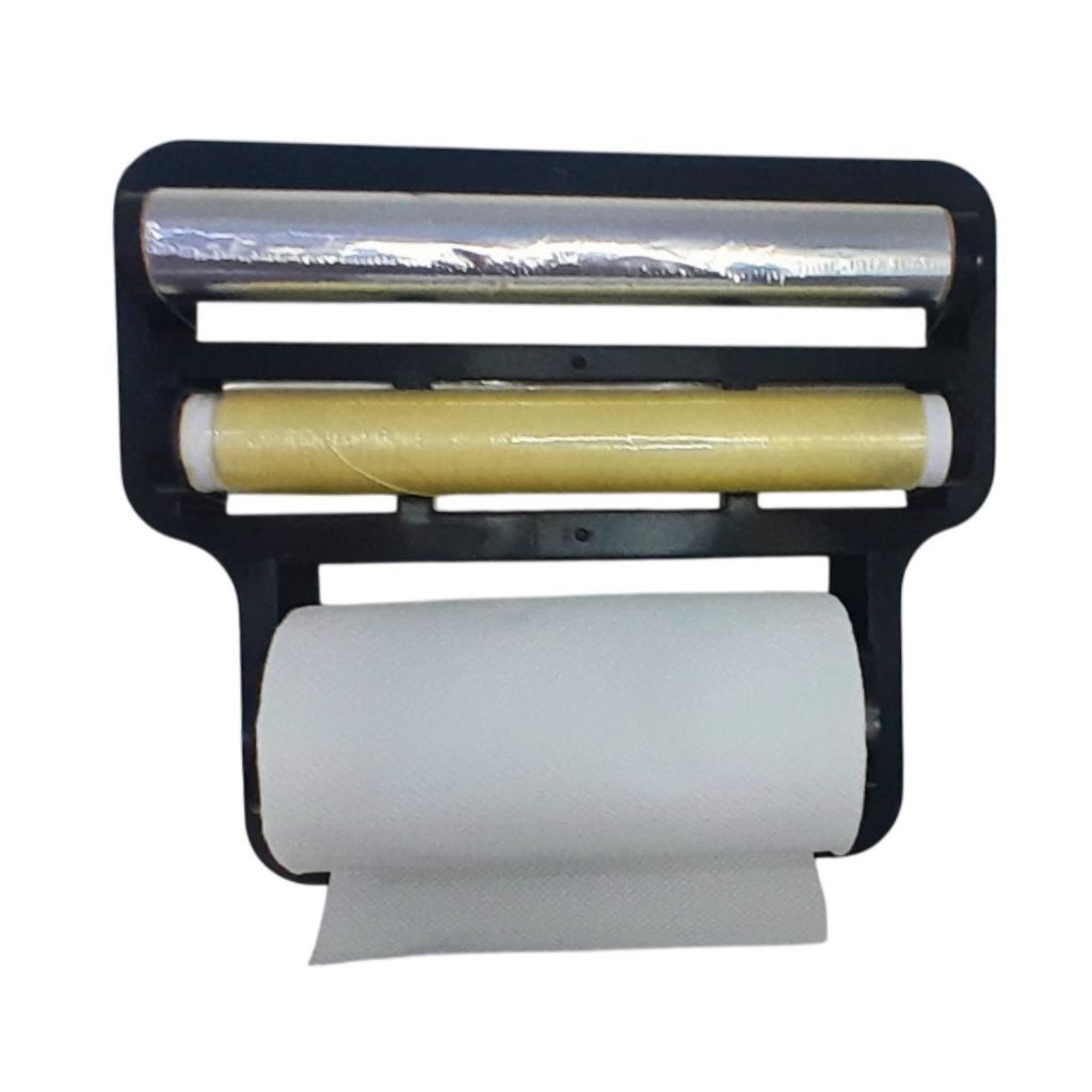 Porta Papel Toalha Triplo Suporte Preto Rolos Para Cozinha 4 em 1 — imagen 3