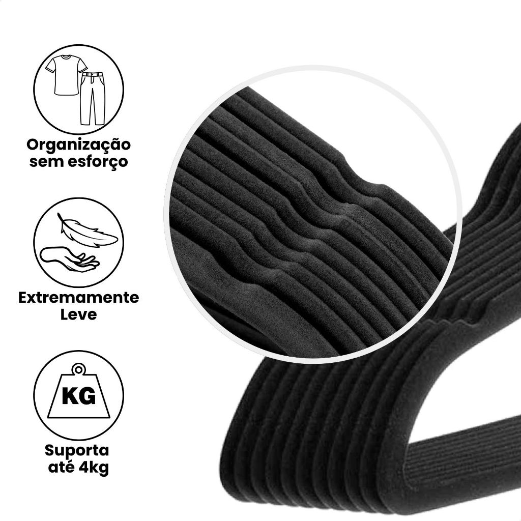 Kit Cabides Veludo Para Roupas Adulto 30 Unidades Fino Resistente — imagen 5