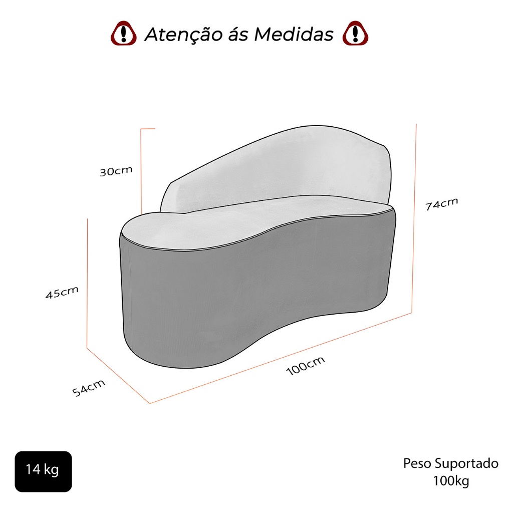 Mini Sofá Orgânico 2 Lugares Curvo Aurea Elegante Suede — imagen 6