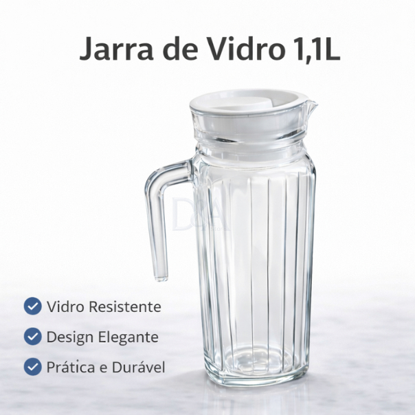 Jarra de Vidro Suiça 1L com Tampa Água Suco Vidro Resistente — imagen 4