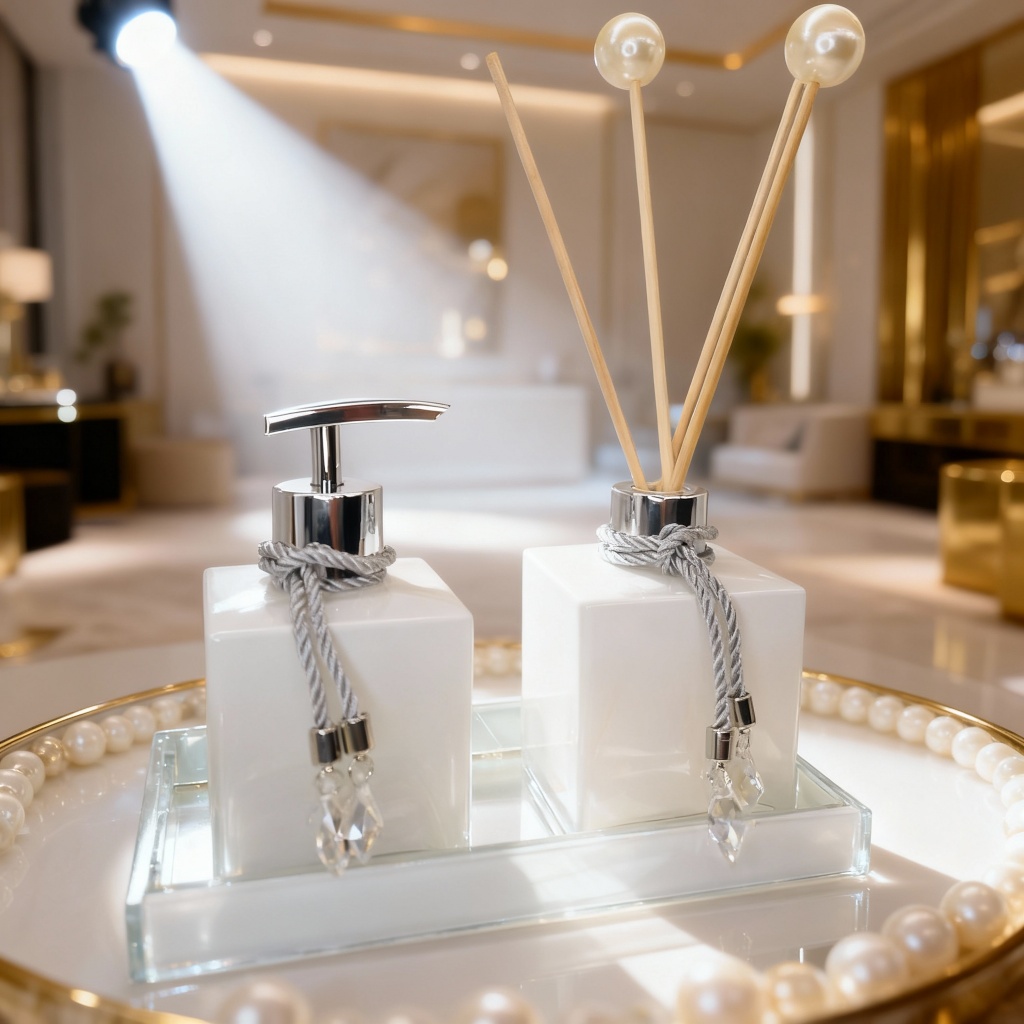 Kit Lavabo Vidro 250 ml Completo Luxo Com Bandeja Promoção Decorativo Ambar Banheiro Presente Chique — imagen 7