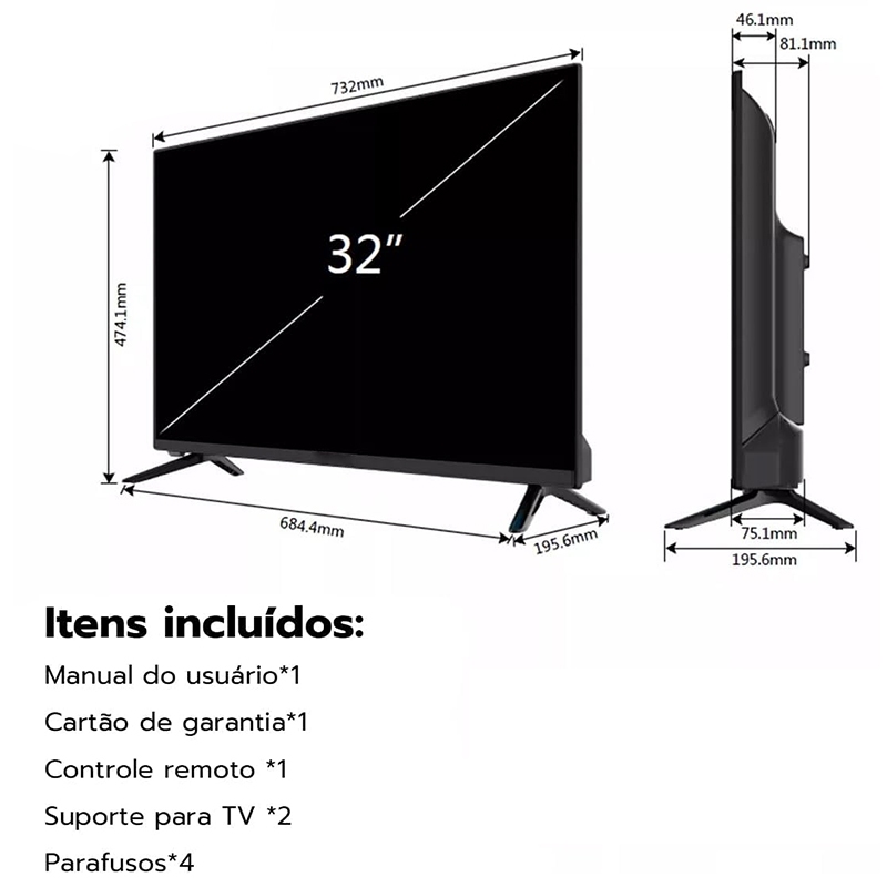 Smart TV 24/32 polegadas LED HD Wi-Fi TV 60Hz 32wdsnbx 100/240v Android 14 — imagen 8