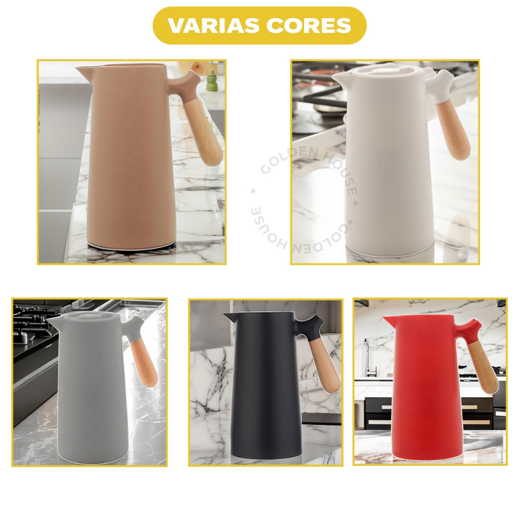 Garrafa Térmica Nórdica 1 Litro Café Chá Cabo de Madeira — imagen 6