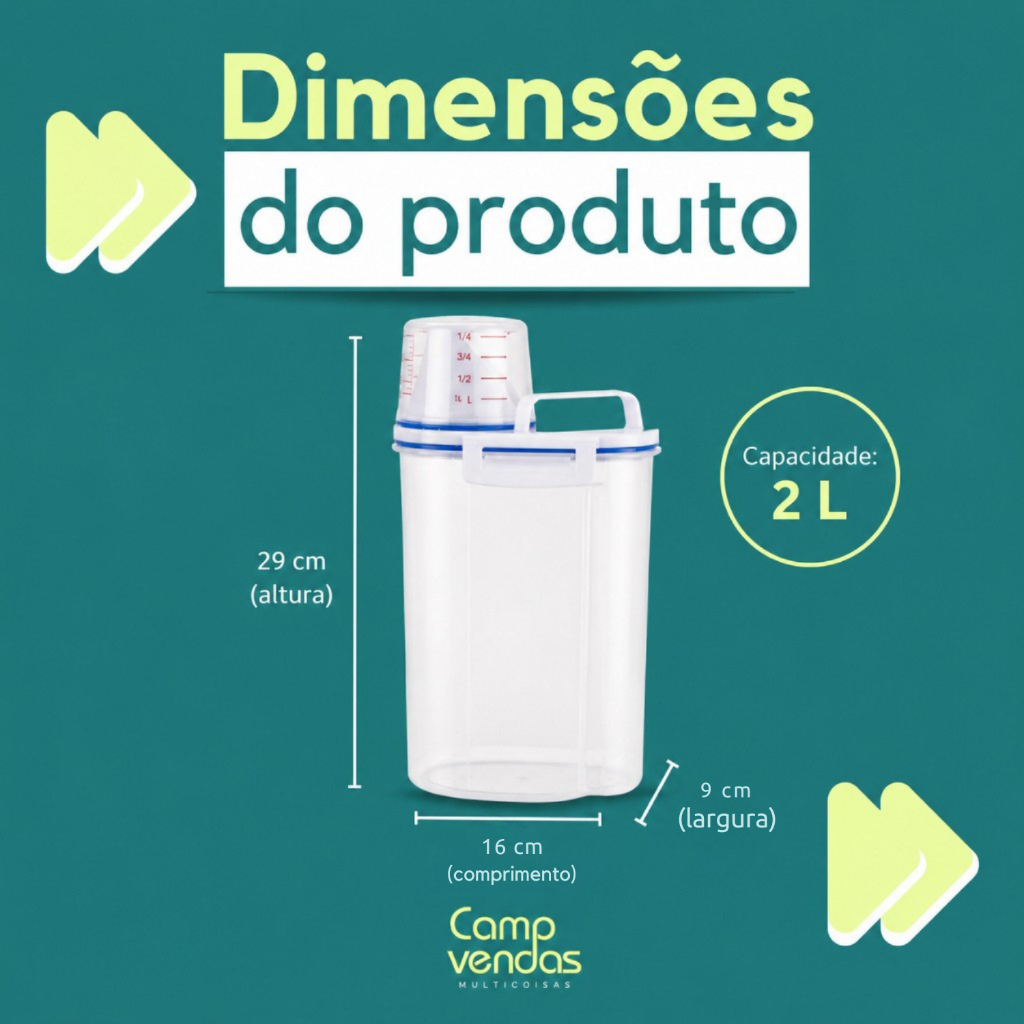 Kit 4 Potes Herméticos 2L Para Lavanderia Com Vedação P/ Sabão em Pó Amaciante Produtos de Limpeza Organização Total — imagen 2