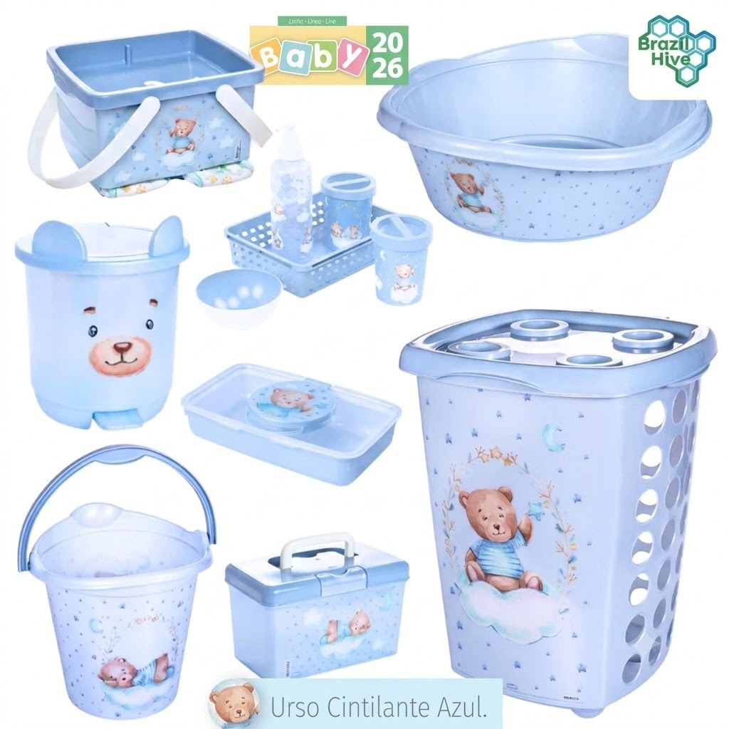 KIT BEBÊ CESTO INFANTIL BANHEIRA BACIA BALDE LIXEIRA KIT TROCADOR KIT HIGIENE PLASÚTIL LUXO — imagen 4