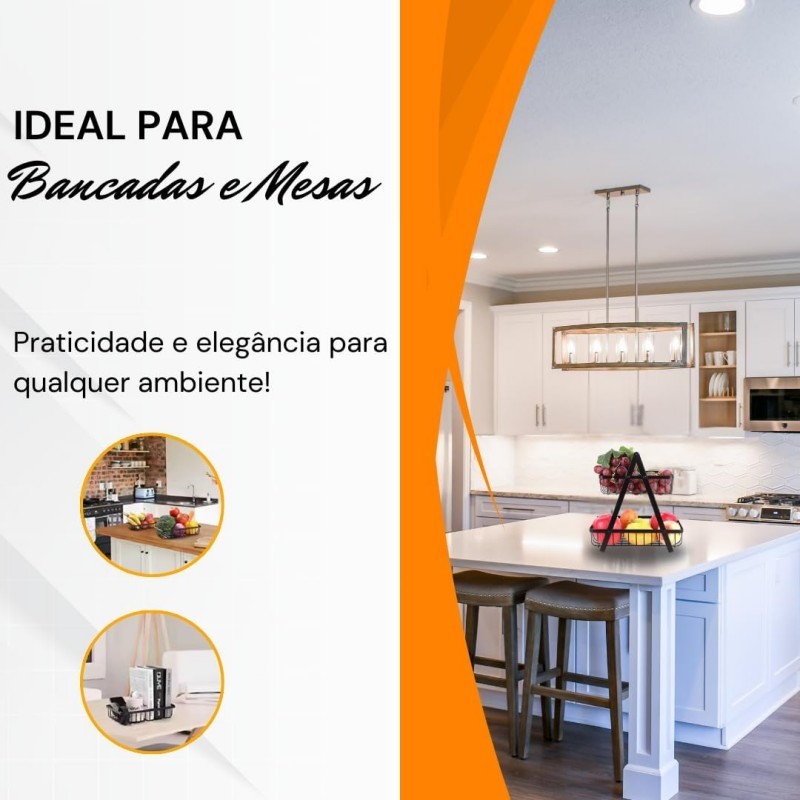 Fruteira de Mesa Cesto Organizador Multiuso Metal Aramado 3 Andares para Cozinha Casa Frutas Legumes​ — imagen 3