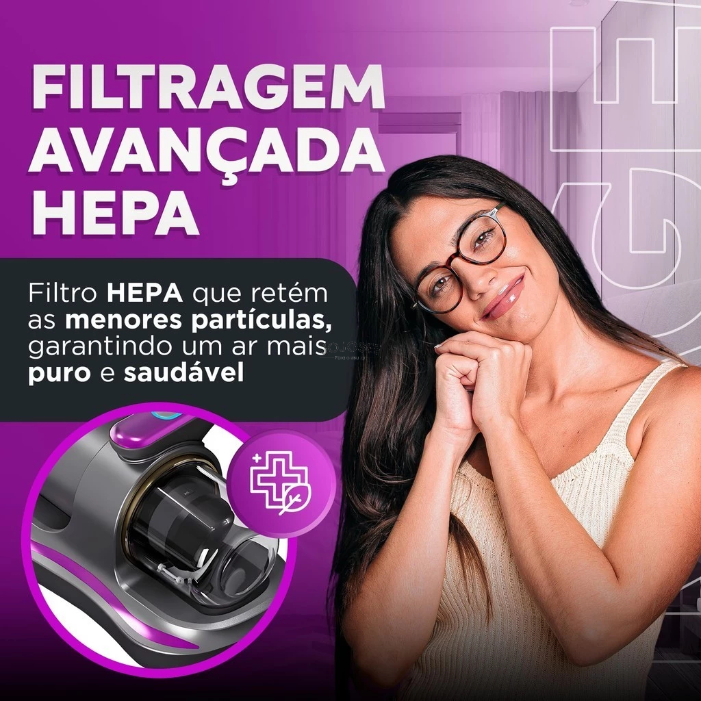 Aspirador Removedor de Ácaros Colchão Sofá Elétrico Esterilizador UV 5V 100W Potência Portátil — imagen 5