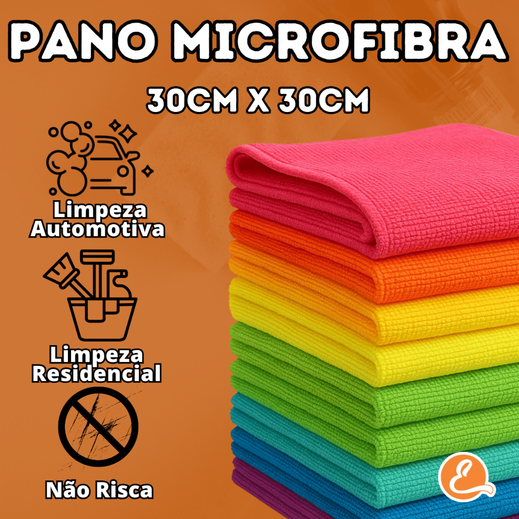 Kit c/ 10 Panos de Microfibra para limpeza multiuso 30x30 Toalha Alta ABsorção — imagen 2