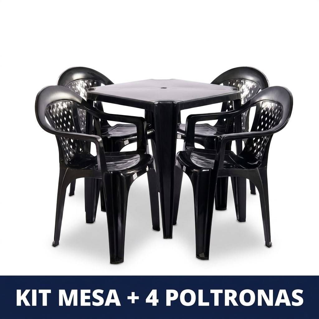 Kit 4 Poltronas 154kg + Mesa 70 x 70
