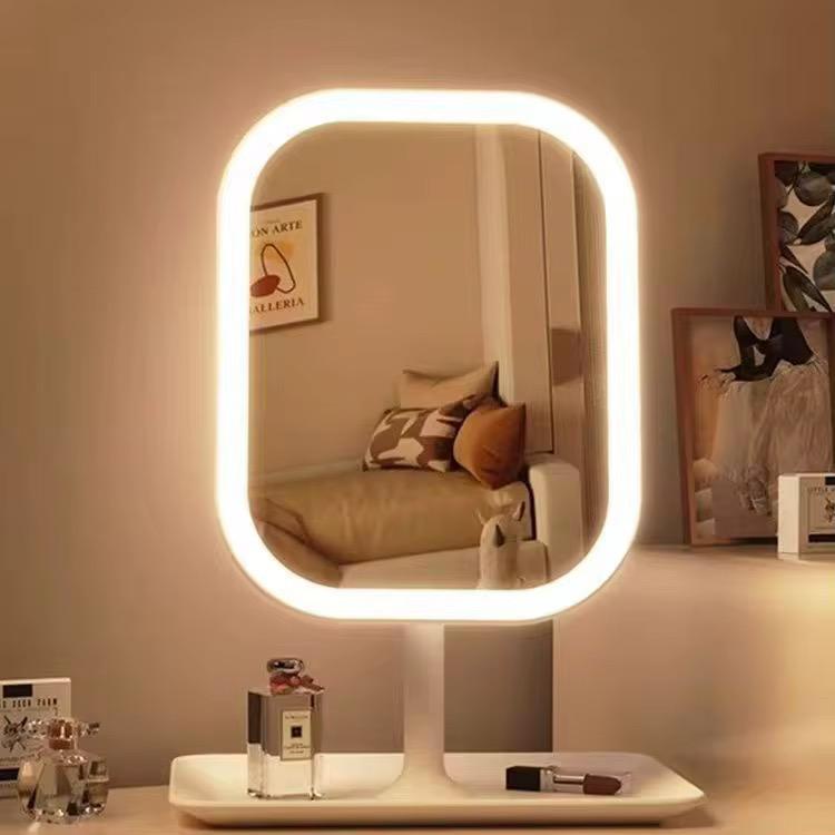 Espelho de Led Com Base Para Maquiagem Portátil Com 3 Tipos de iluminação Rotação Abajur — imagen 7