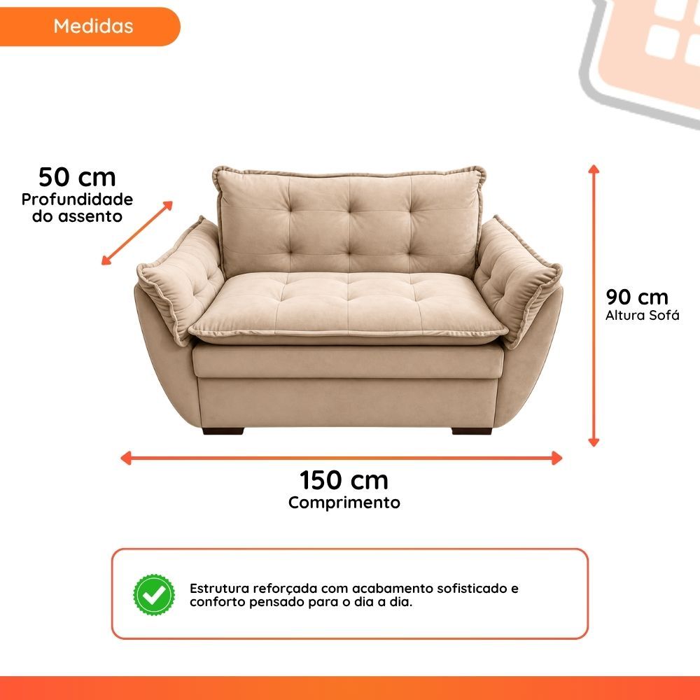 Sofá  2 Lugares Namoradeira Safira 1,55m Suede Extra Macio — imagen 7