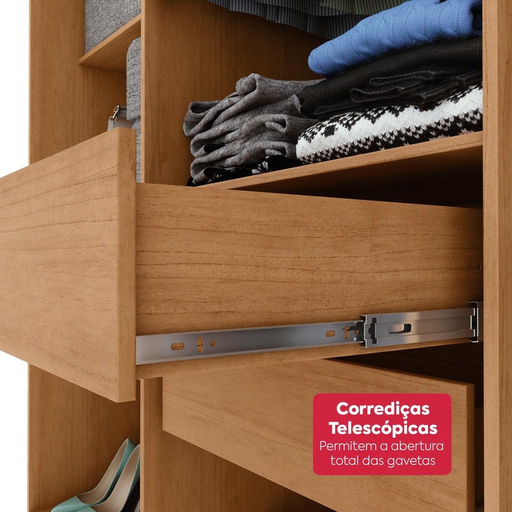 Guarda Roupa Casal 6 Portas Easy Slim Amendoa Clean/off White — imagen 5