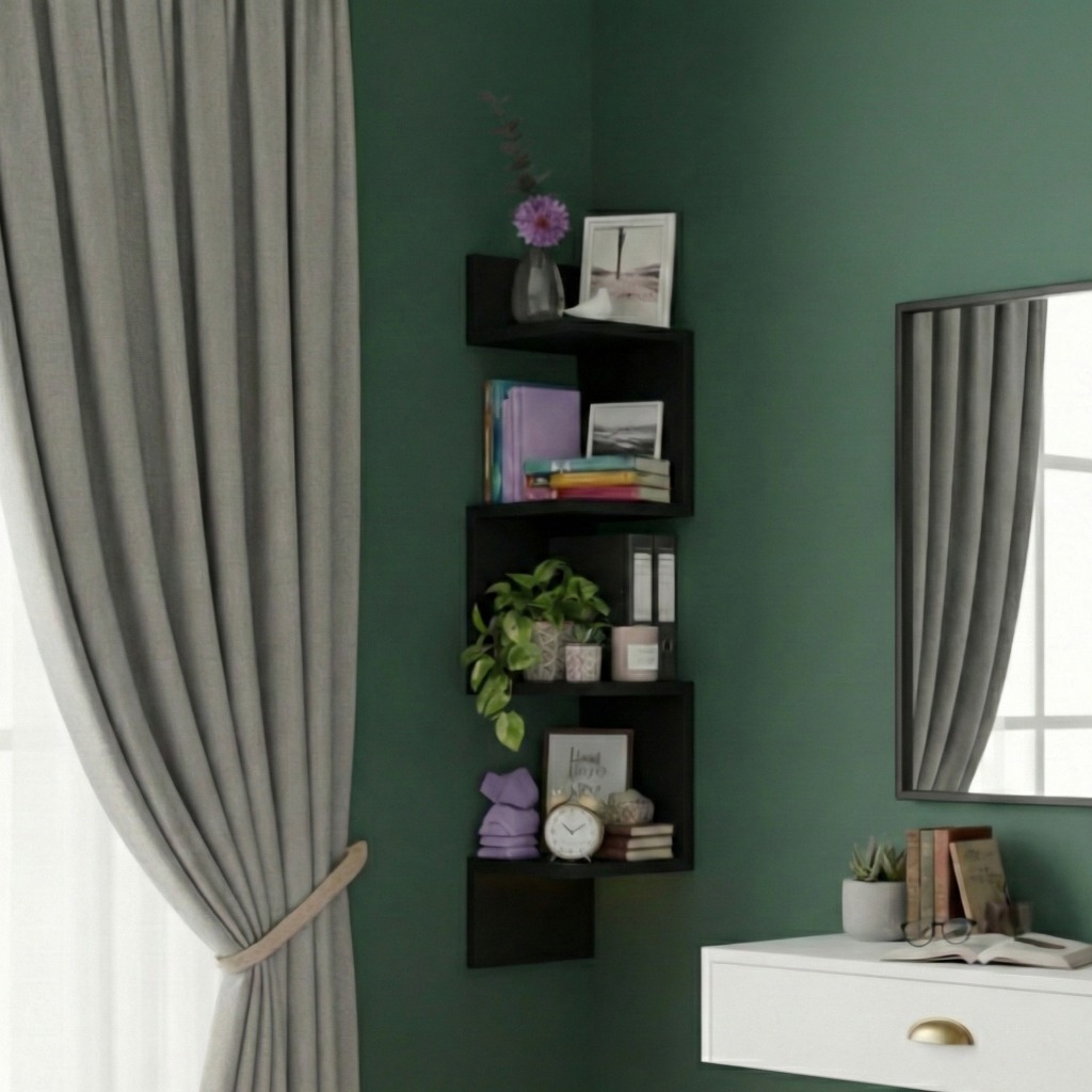 Prateleira De Canto Livros Nicho Mdf Decoração Branca Preta — imagen 3