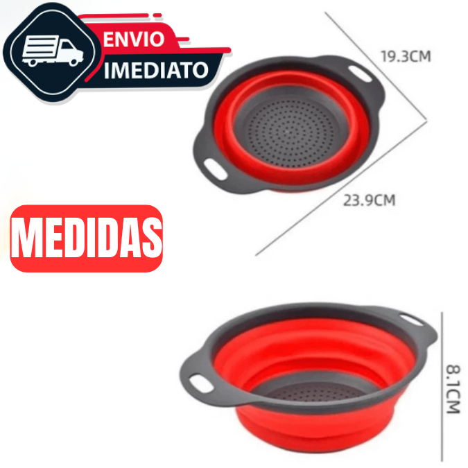 Escorredor Redondo Retrátil Dobrável Silicone Multiuso Verduras Frutas Arroz Macarrão Casa — imagen 7