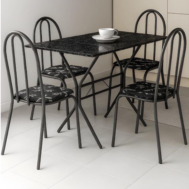 Conjunto Jogo de Mesa Jantar 4 Lugares Cadeiras Retangular Para Cozinha Apartamento Pequeno — imagen 2
